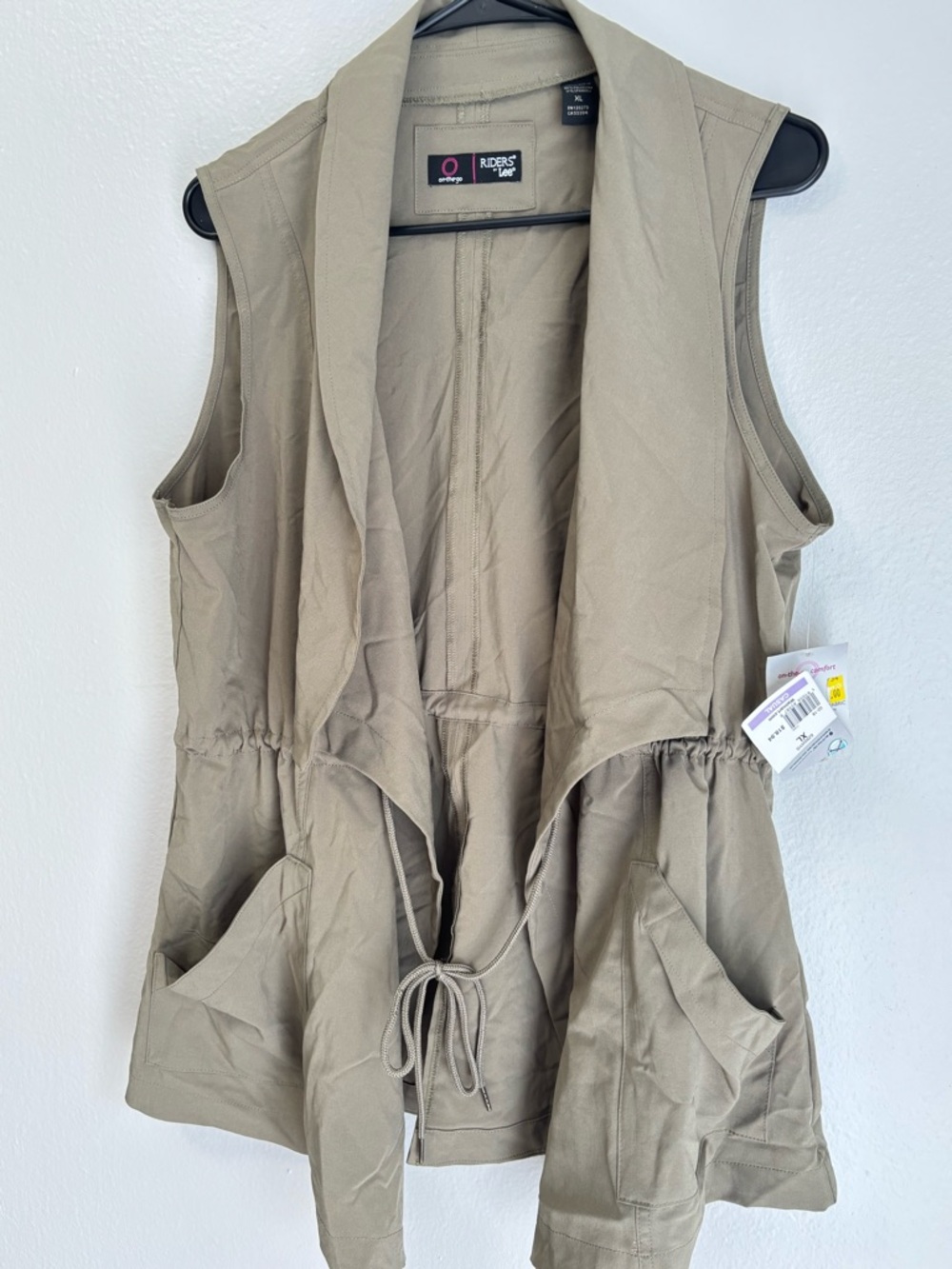Riders by Lee Olive-Taupe Sleeveless Drawstring Utility Vest